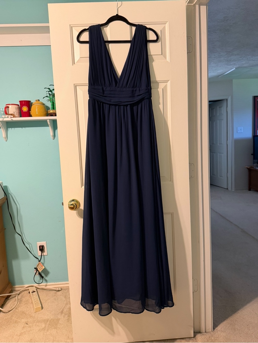 Navy V-Neck Sleeveless Maxi Dress